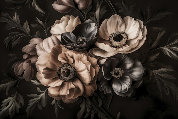 Opulent Victorian Flowers Mocha Mousse