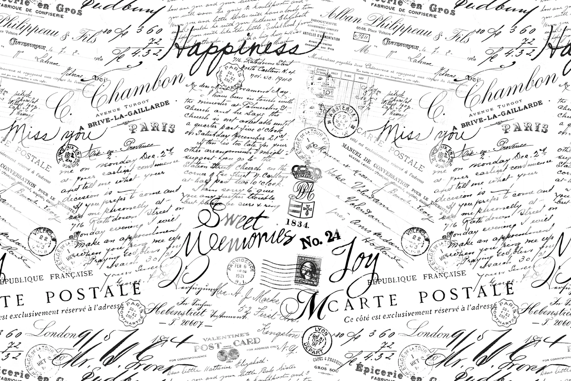 Timeless Black and white vintage wallpaper with traditional calligraphy