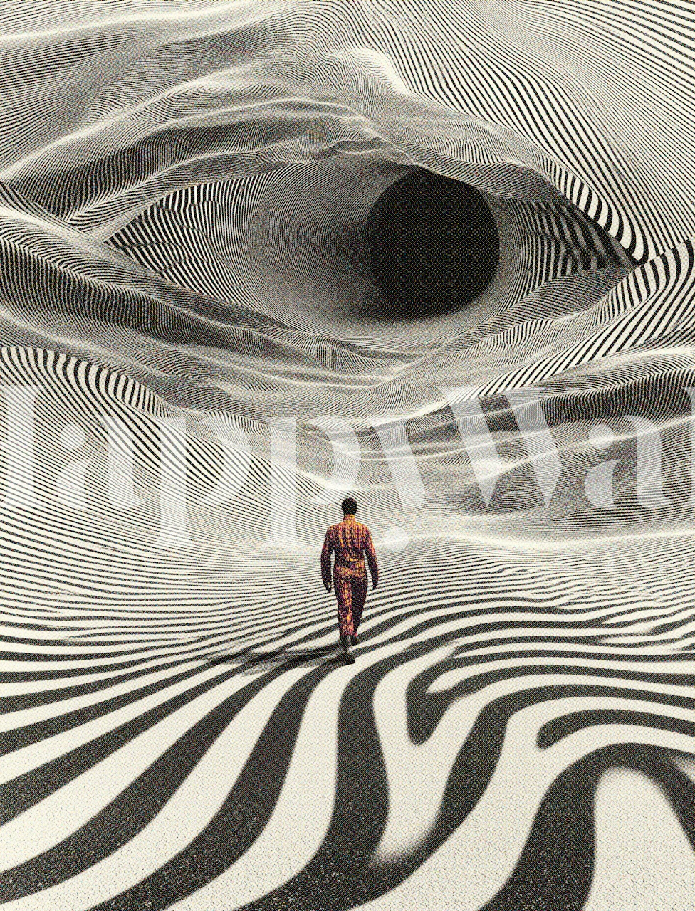 Op Art Journey wallpaper in a modern room