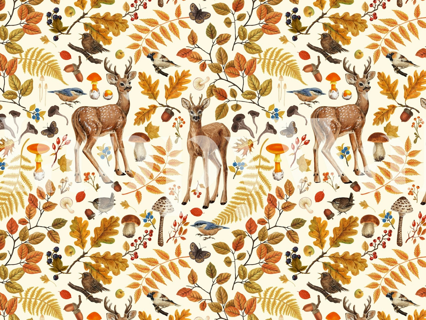 Deers Into the woods wallpaper in a room