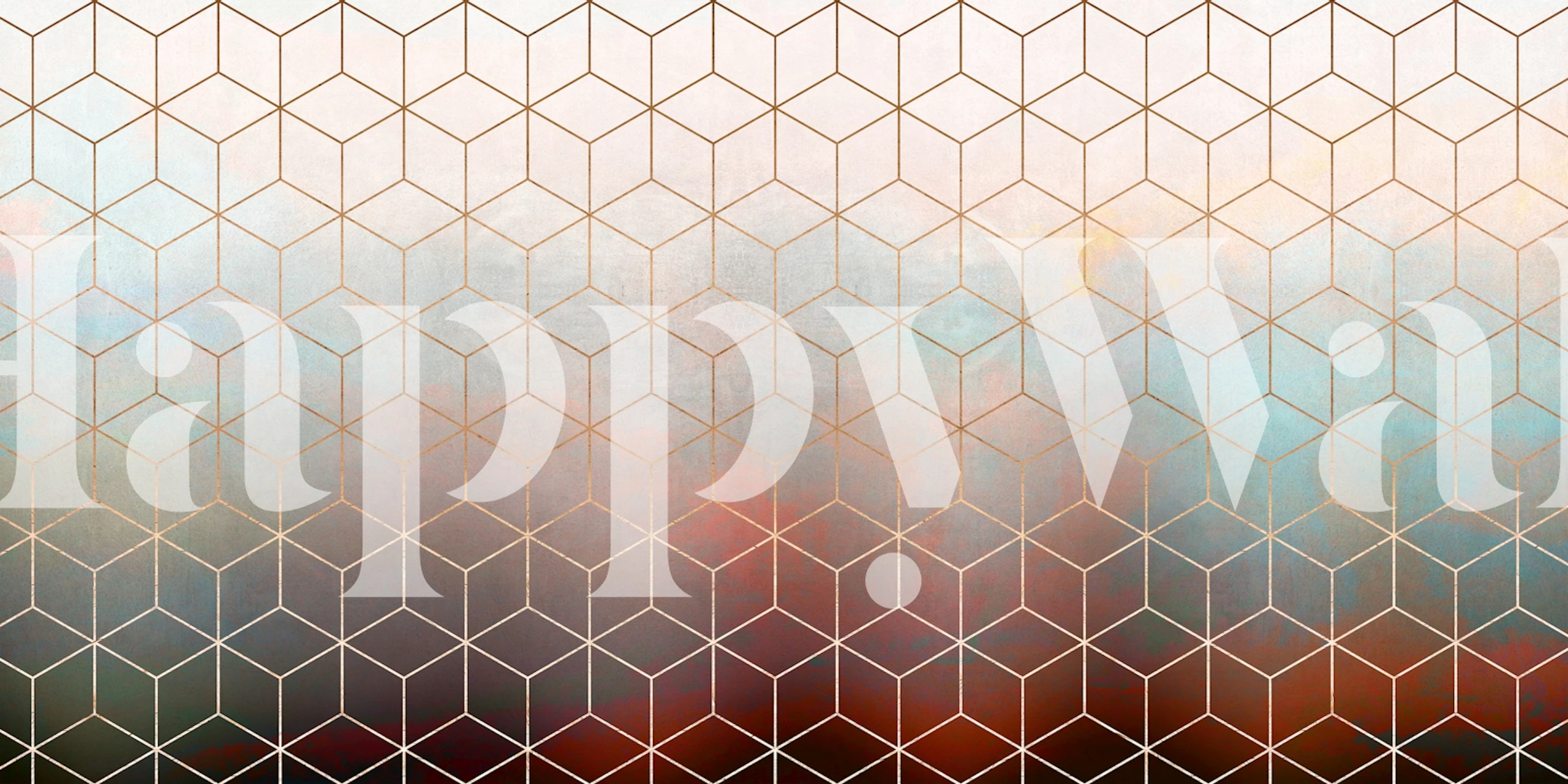 Geometric hexagonal pattern in soft hues and gold accents wallpaper