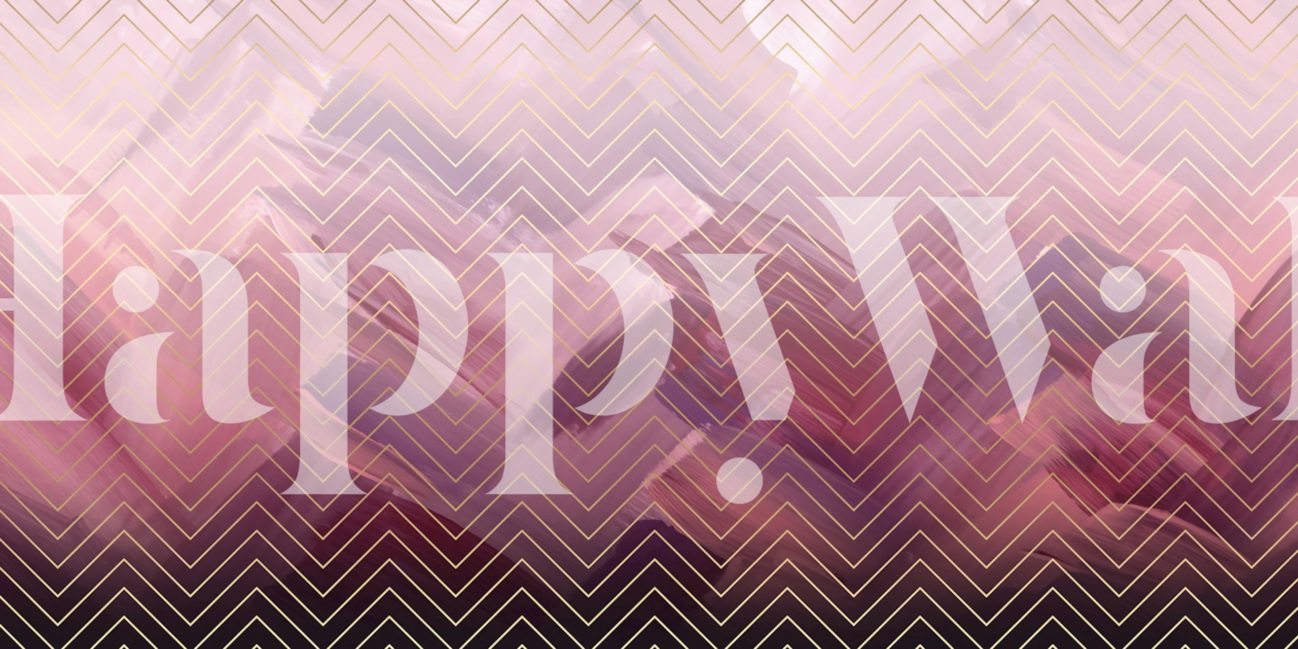 Pink chevron pattern with geometric gold accents wallpaper