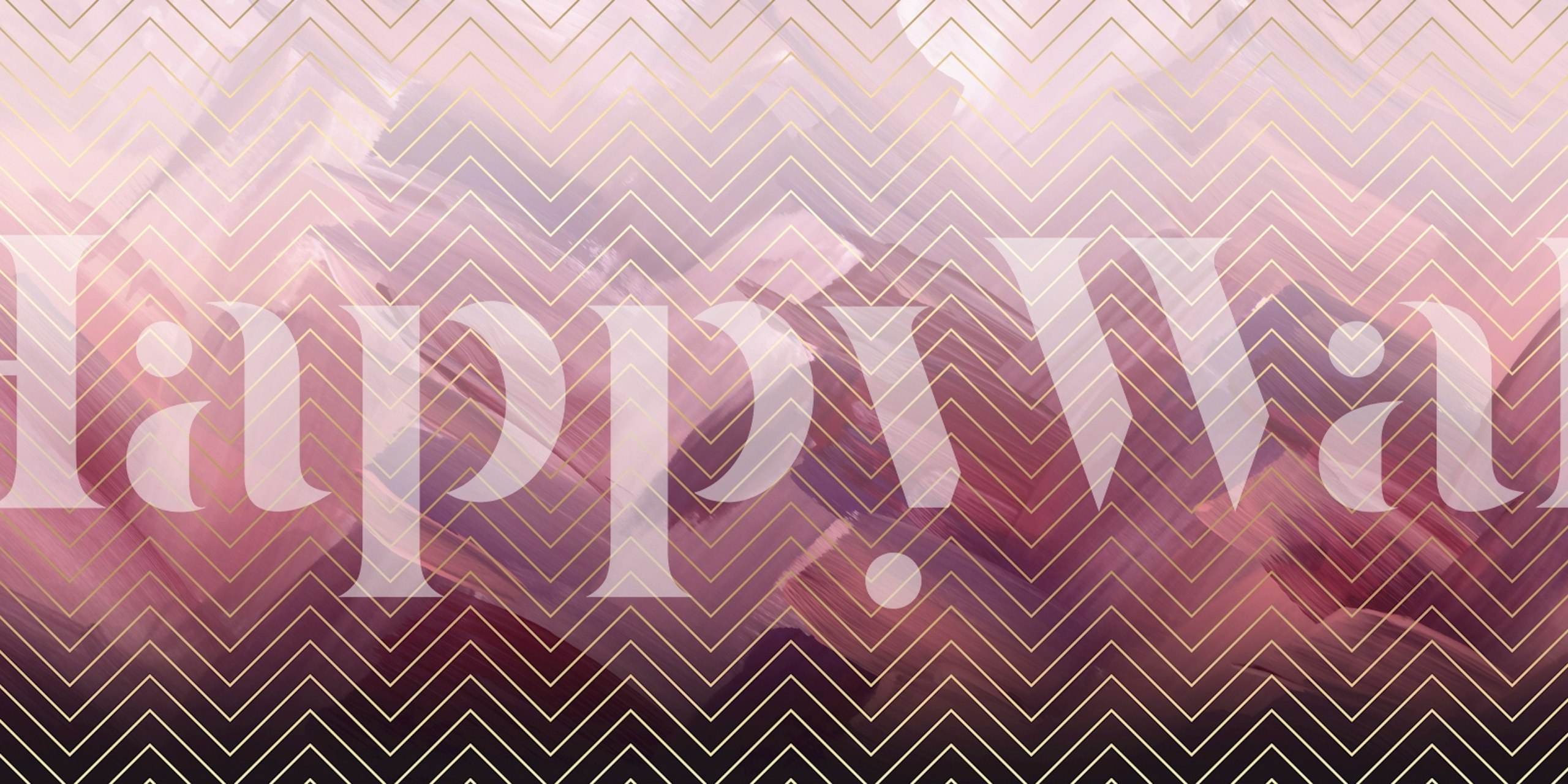 Pink chevron pattern with geometric gold accents wallpaper