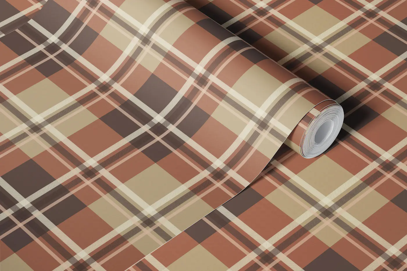 Mocha Mousse Warm Plaid wallpaper roll