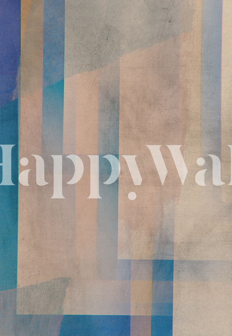 Abstract geometric shapes in blue and beige wallpaper