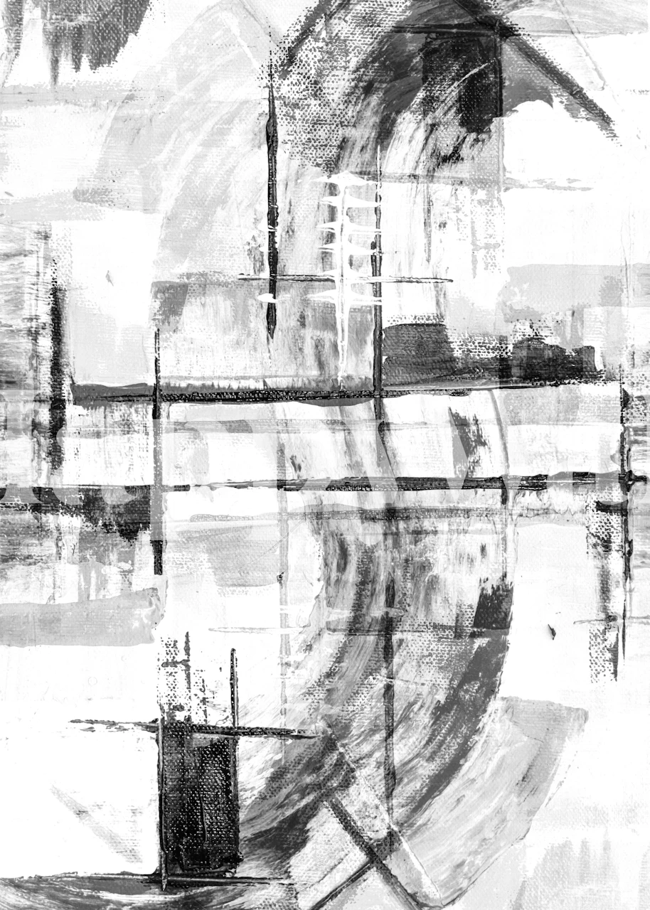 Black and white curves wallpaper in a room