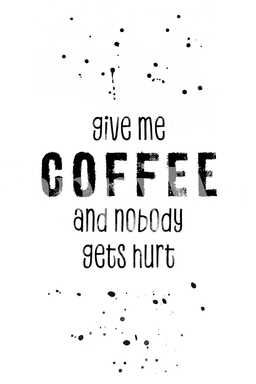 Papel de parede com citação de café em uma sala moderna