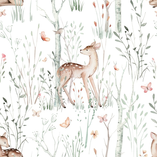 Watercolor Woodland Scene
