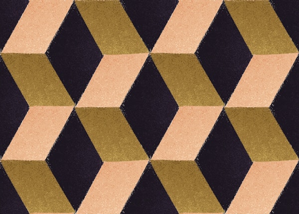 Modern Geometric Cubes Small Pink Gold Black