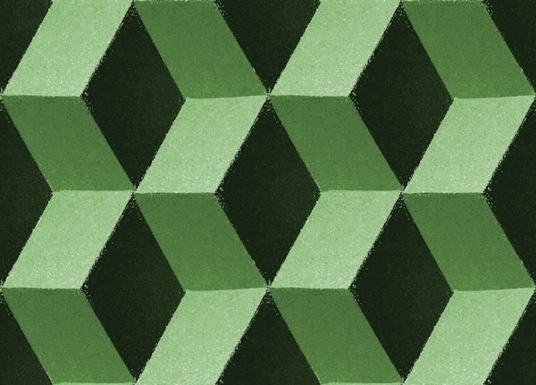 Abstract Green Cubism Cube Shapes Modern