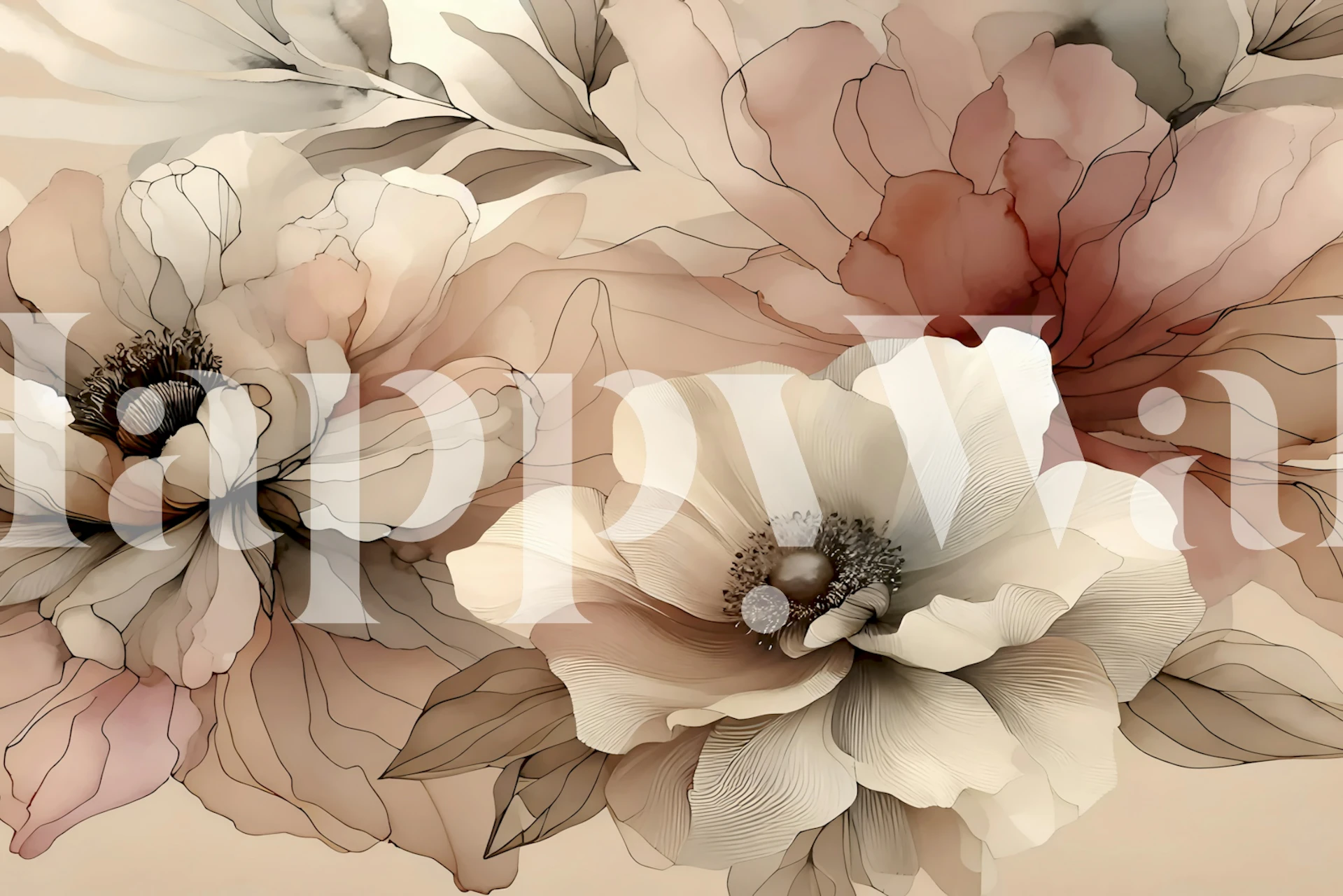 Gran papel pintado Pétalos Etéreos en una habitación