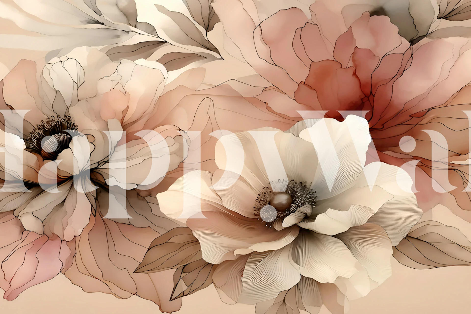 Groot Ethisch Bloemblaadjes behang in een kamer