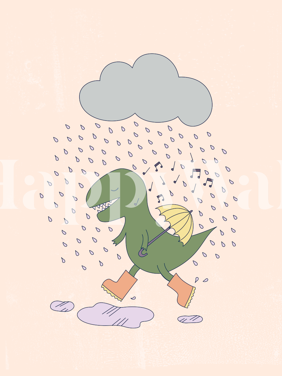 Tapeta z dinozaurami w zabawnym wzorze