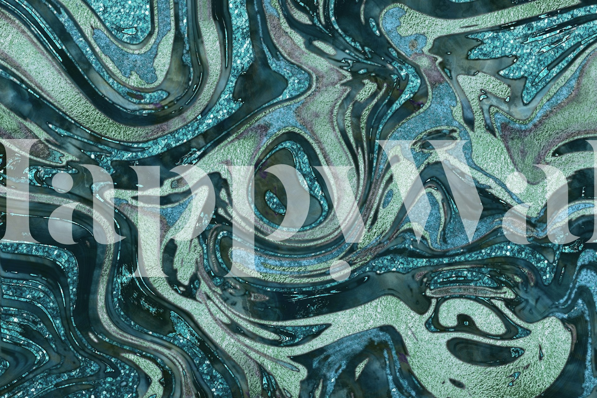 Magic Marble Turquoise Teal zidna slika s uskovitlanim uzorcima