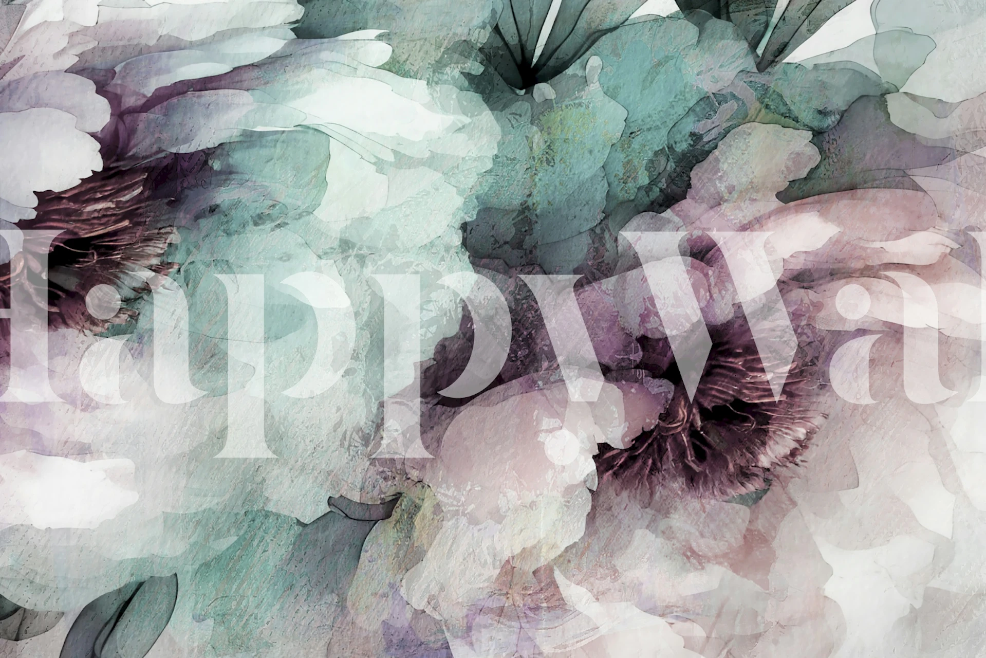 Watercolor floral design with soft purple and teal hues wallpaper