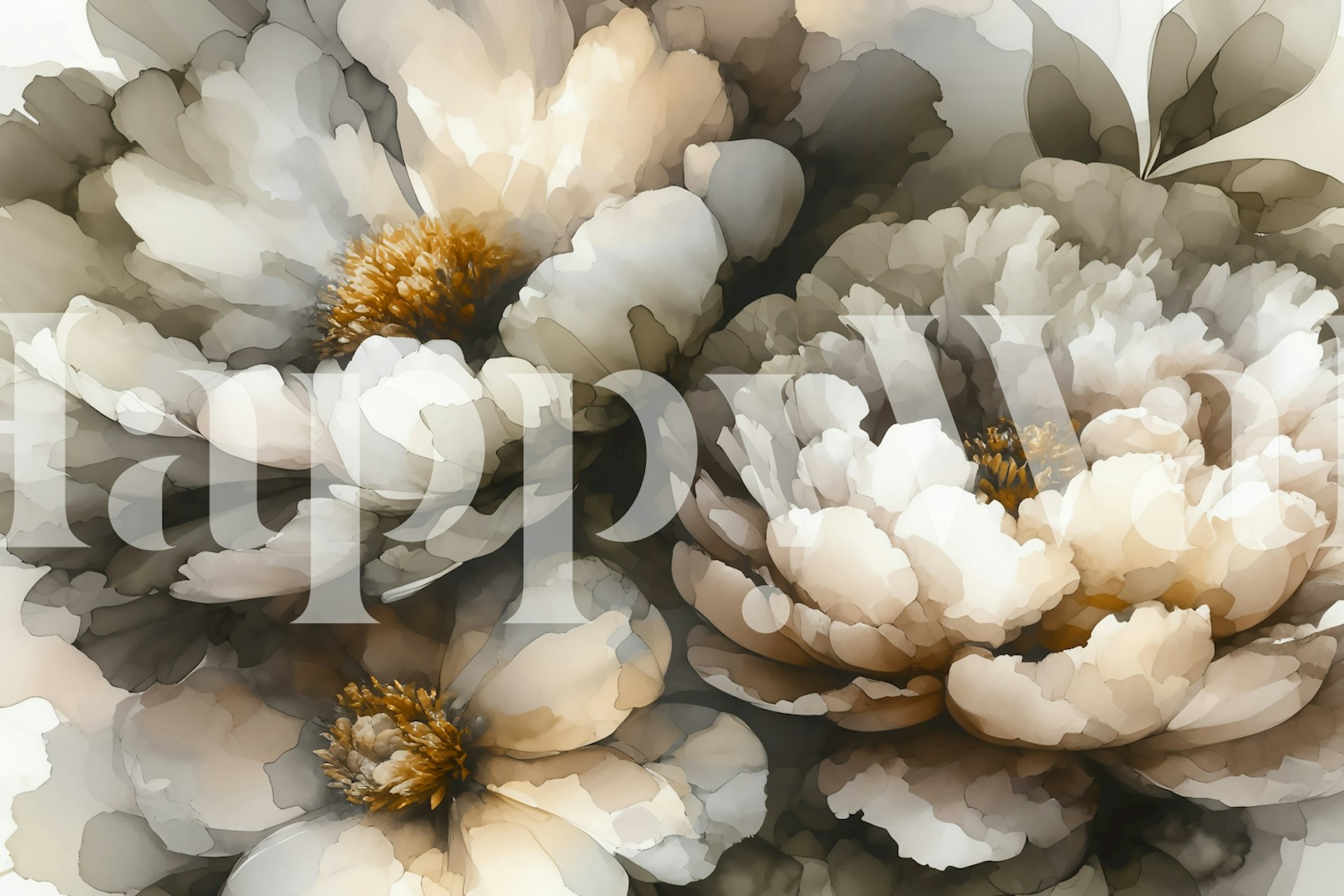 Creamy Petal Dream floral ταπετσαρία σε ένα δωμάτιο