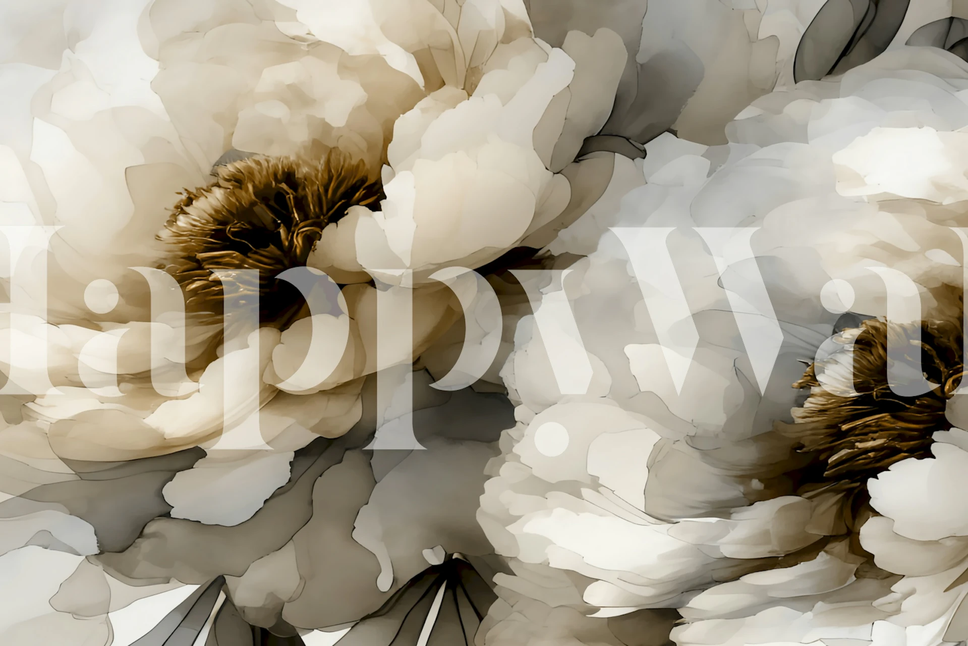 Beige Petal Whispers wallpaper in a room