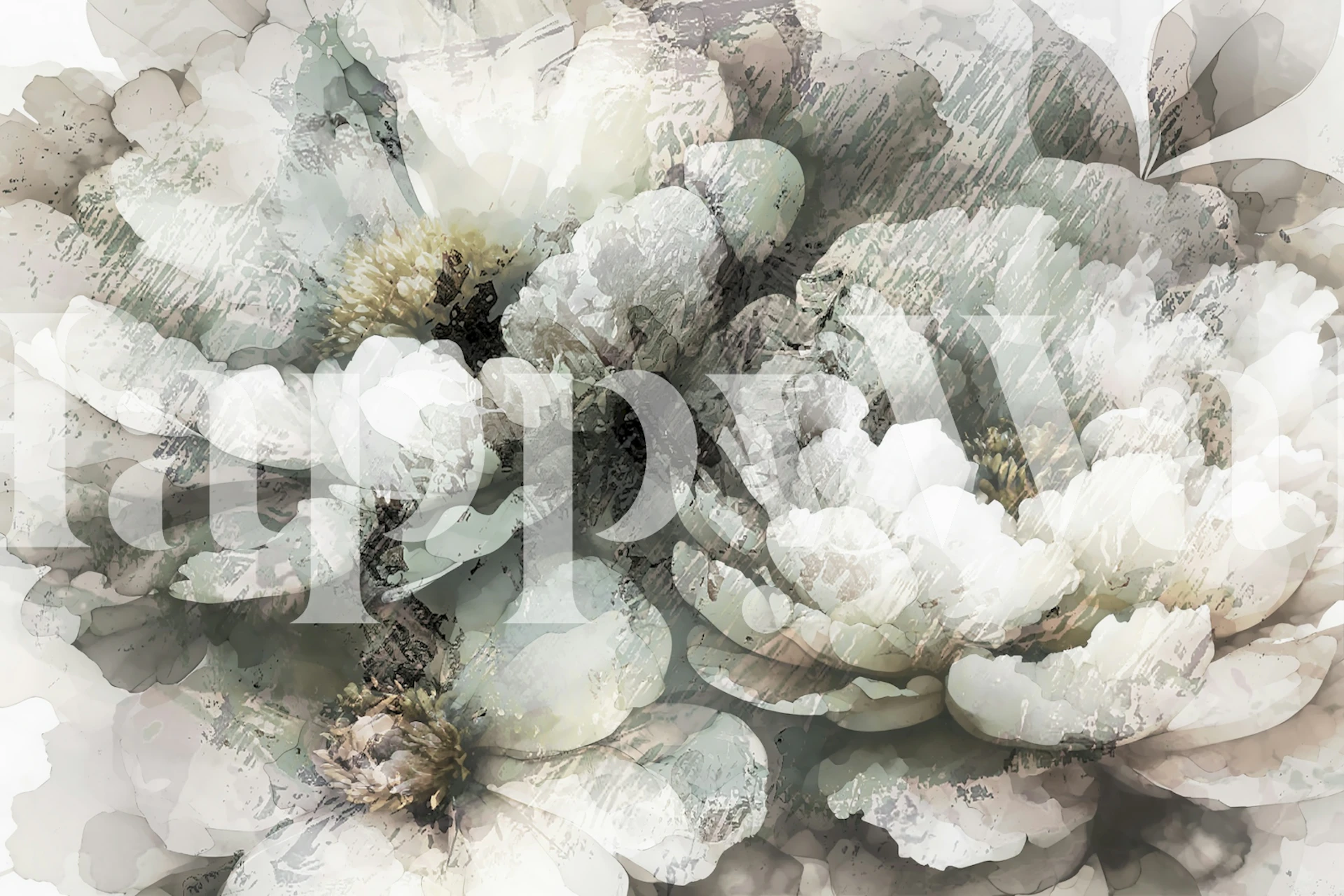 Monochrome Bloom Art wallpaper in a room