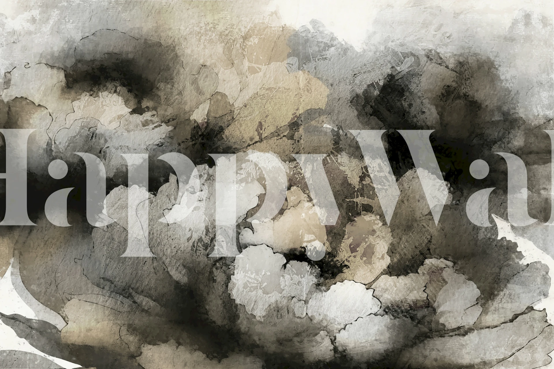 Ethereal Monochrome Blooms tapet i et rum