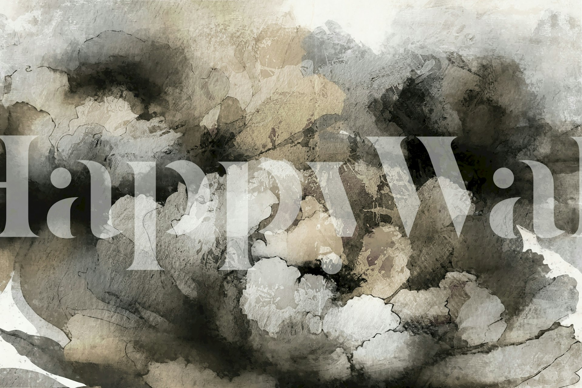Ethereal Monochrome Blooms wallpaper in a room