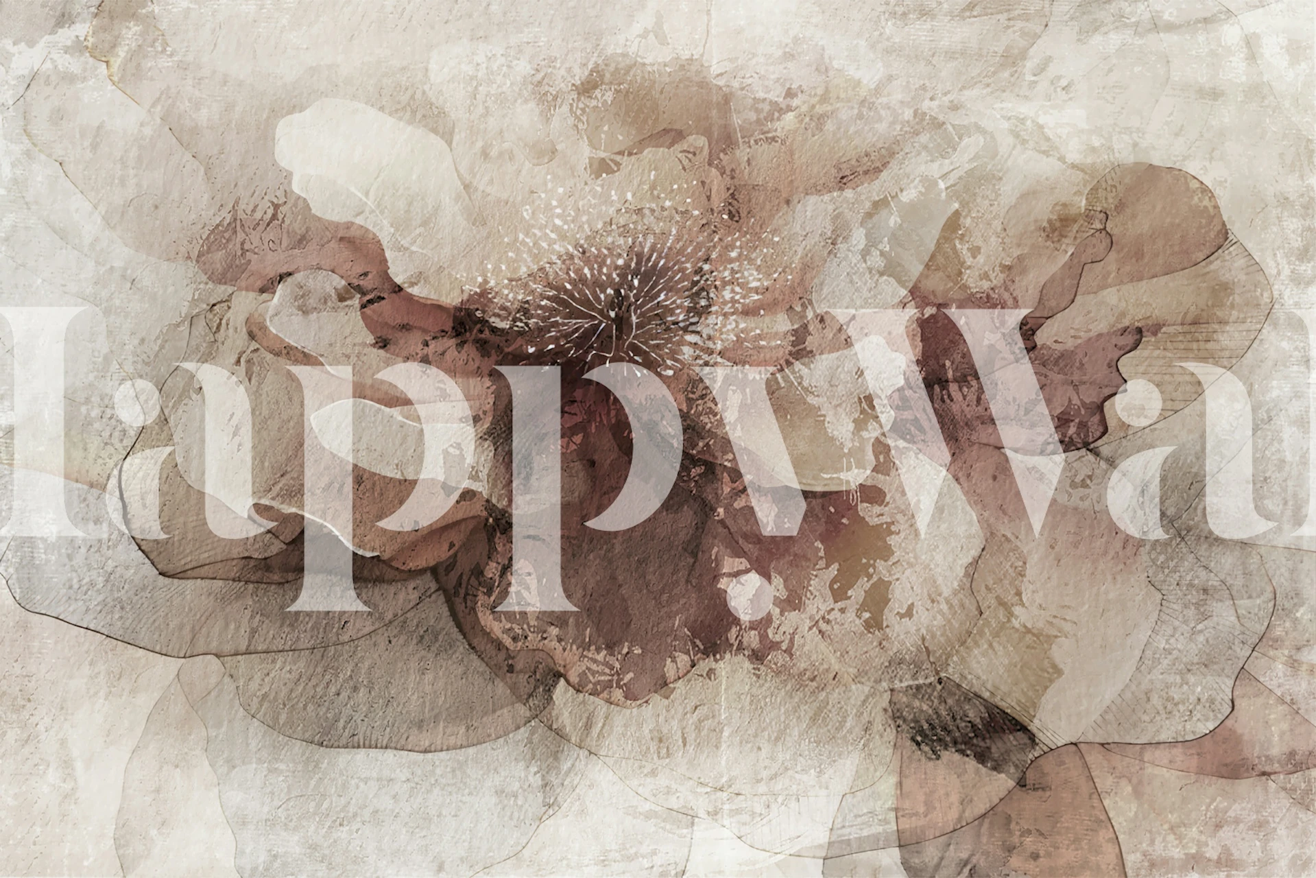 Floral design in soft beige and pink tones watercolor wallpaper