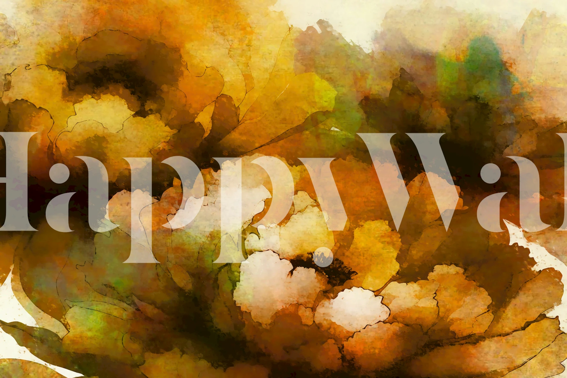 Colorful abstract floral pattern with warm tones wallpaper