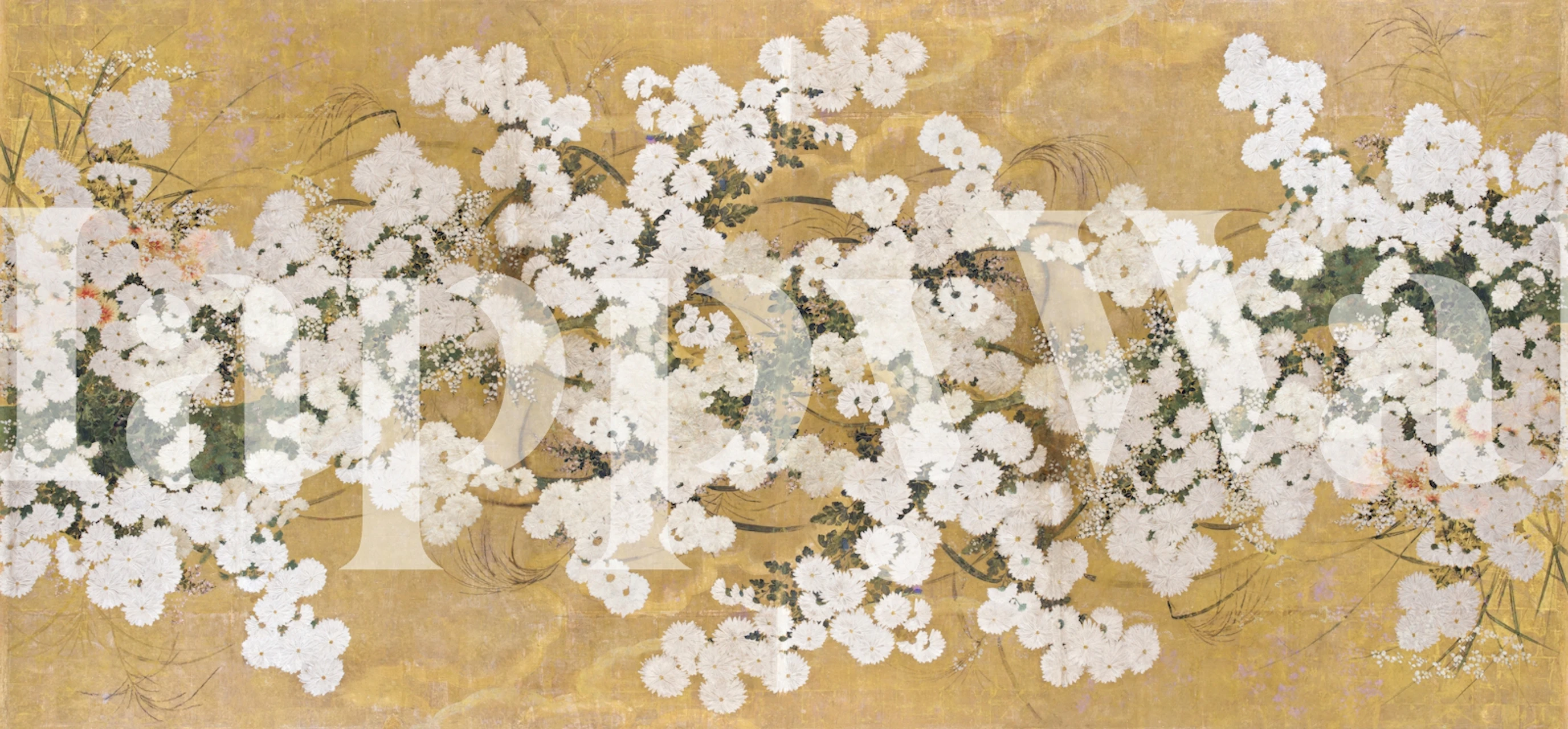 Tapeta Golden Chrysanthemum Field w pokoju