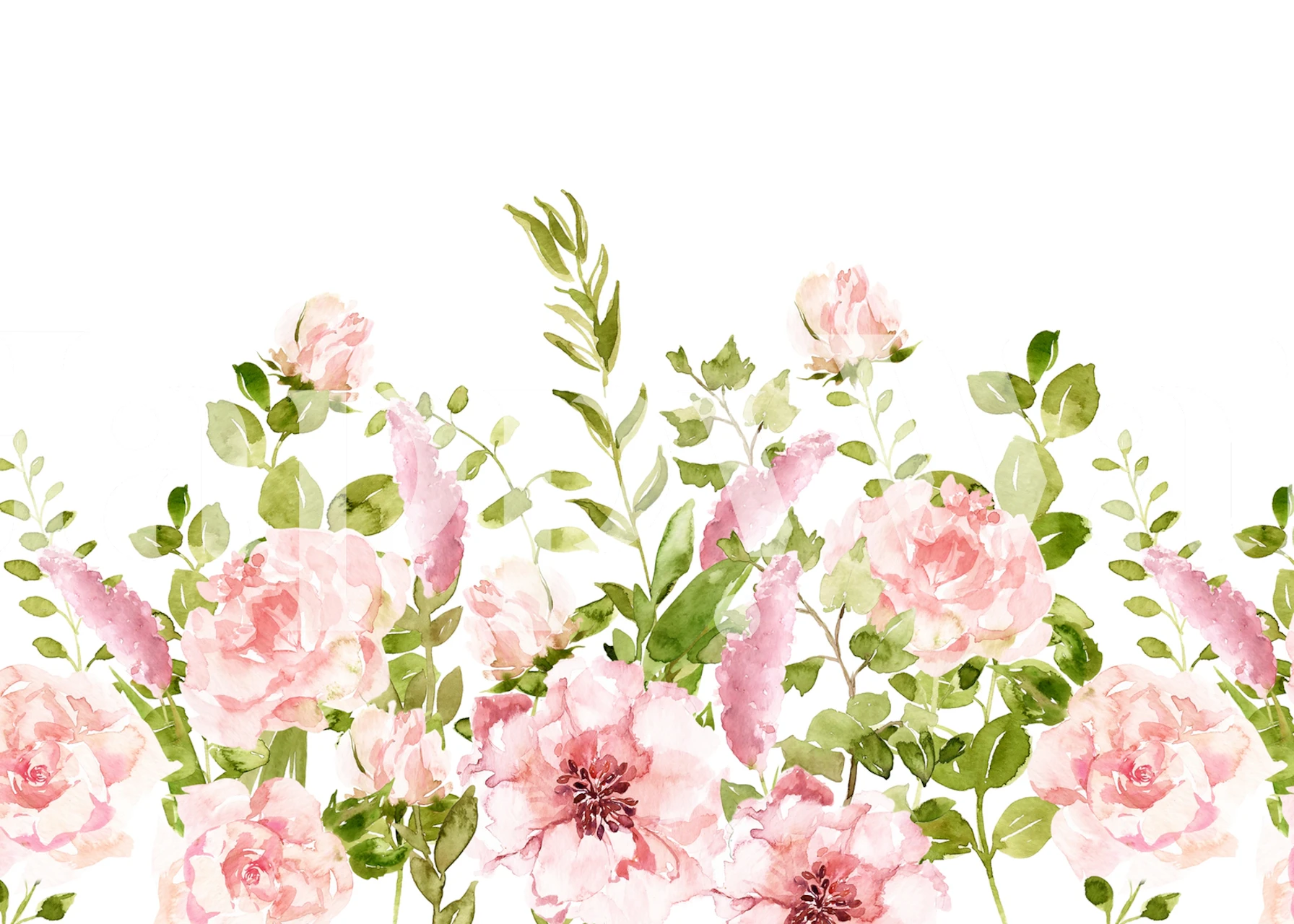 Boho Watercolor Flower Meadow wallpaper in a room