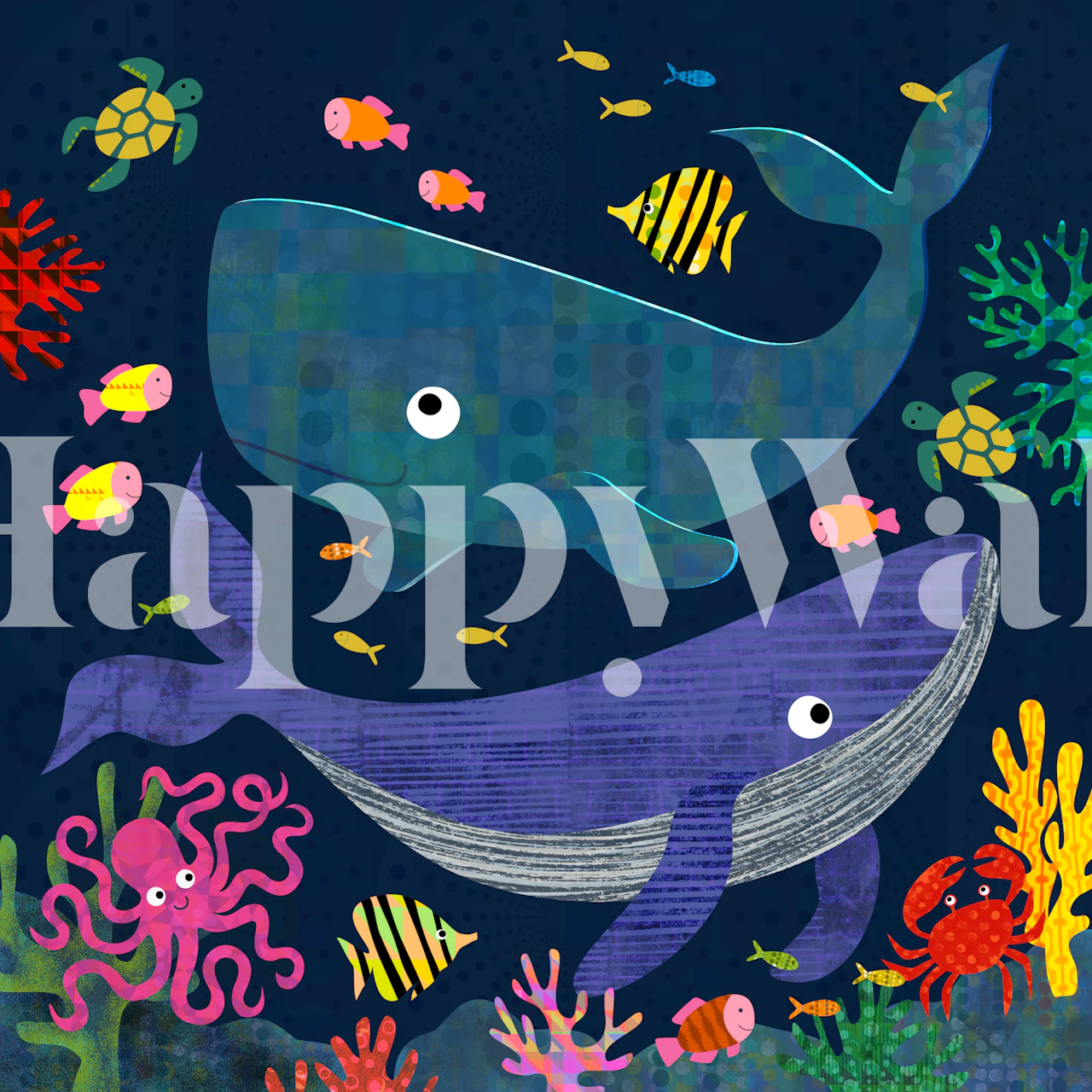 Whales Seascape Mural i et rom