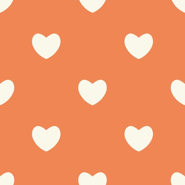 Hearts Pattern for Kidsroom Red Beige