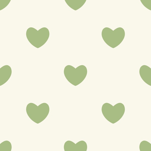 Hearts Pattern for Kids Beige Green Unisex