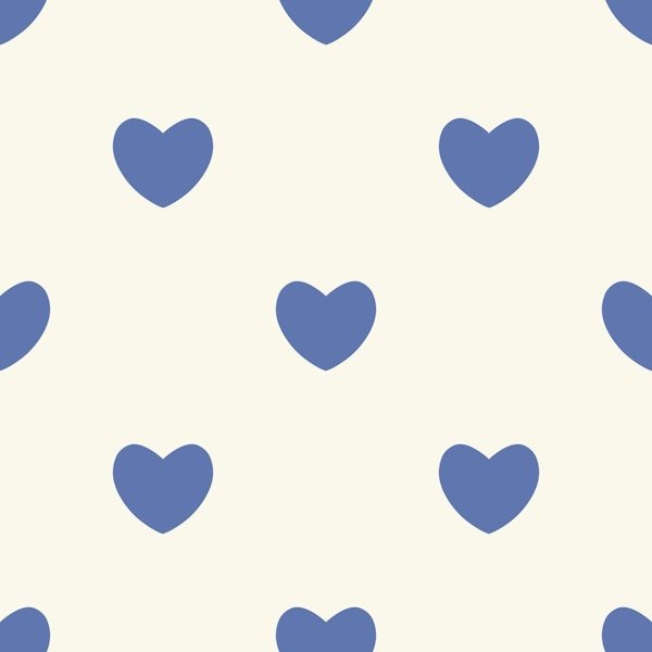 Hearts Pattern for Kids Beige Blue
