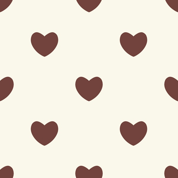 Hearts Pattern for Kids Beige Chocolate Brown