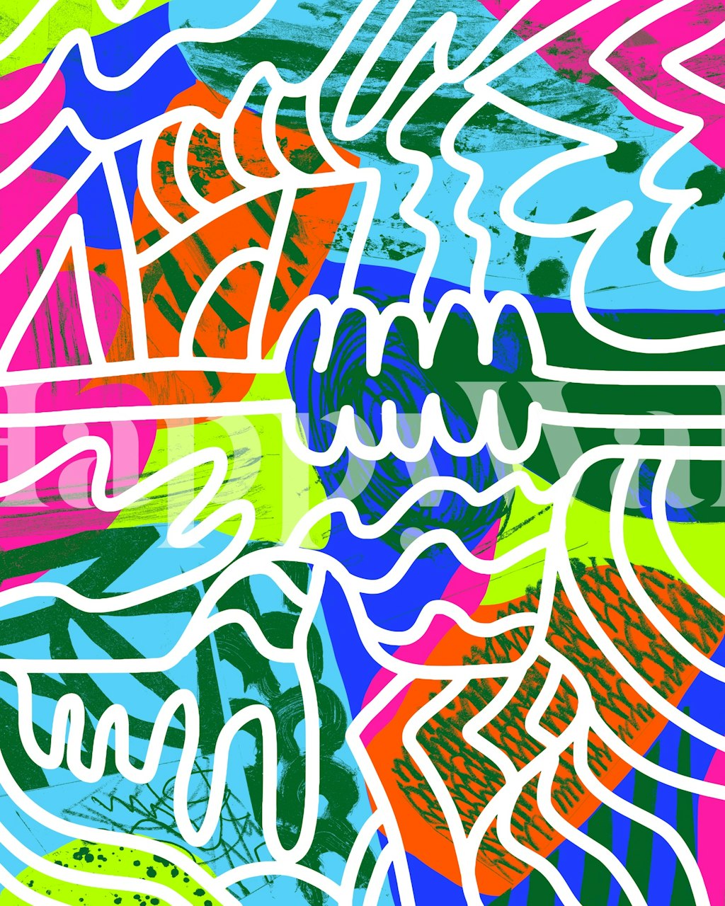 Psychedelic Color Waves tapetti huoneessa