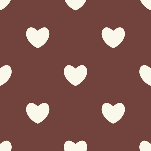 Hearts Pattern Boho Chocolate Brown Beige