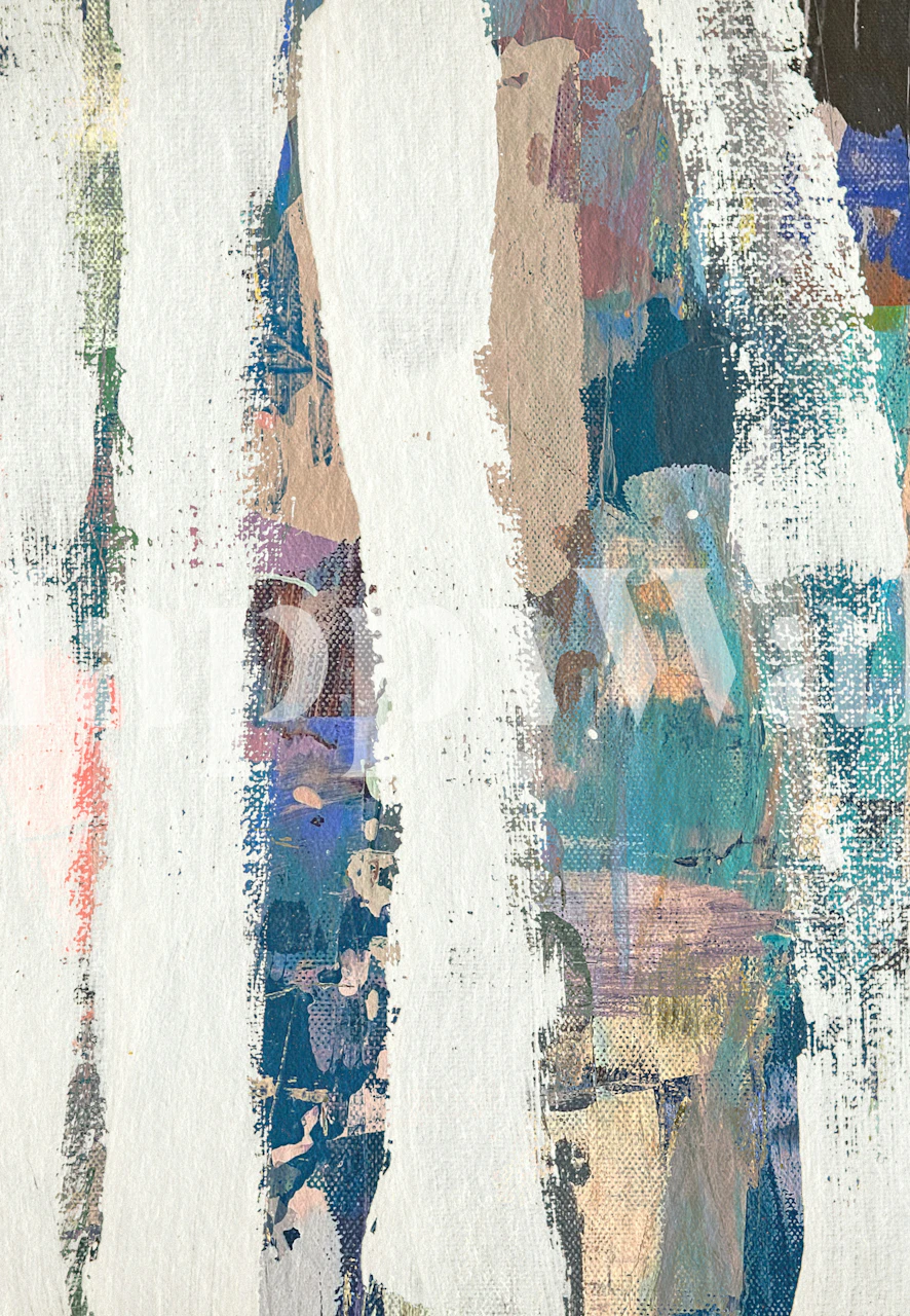 Abstract brushstroke wallpaper in vibrant colors including teal, beige, and white