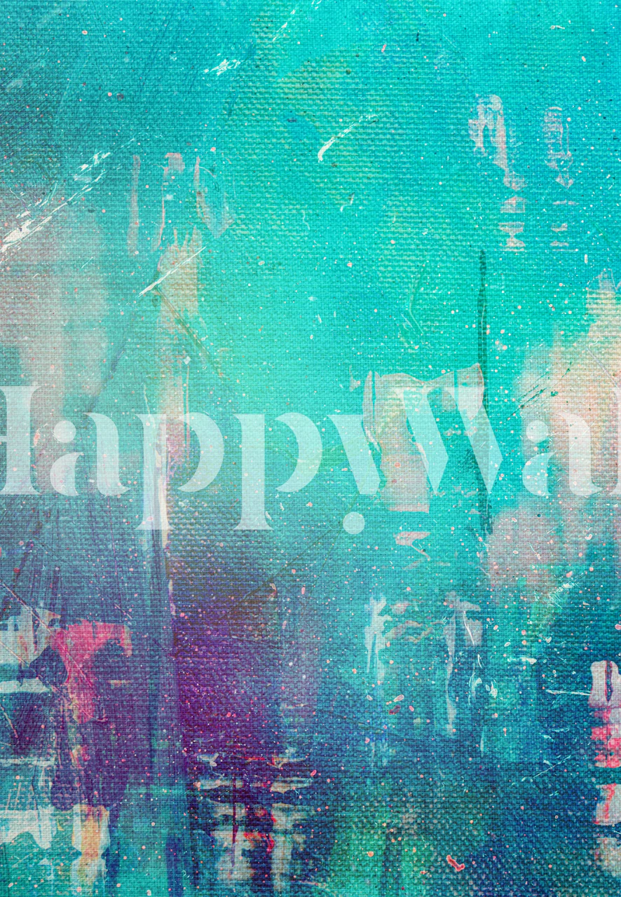 Turquoise abstract brush stroke pattern wallpaper