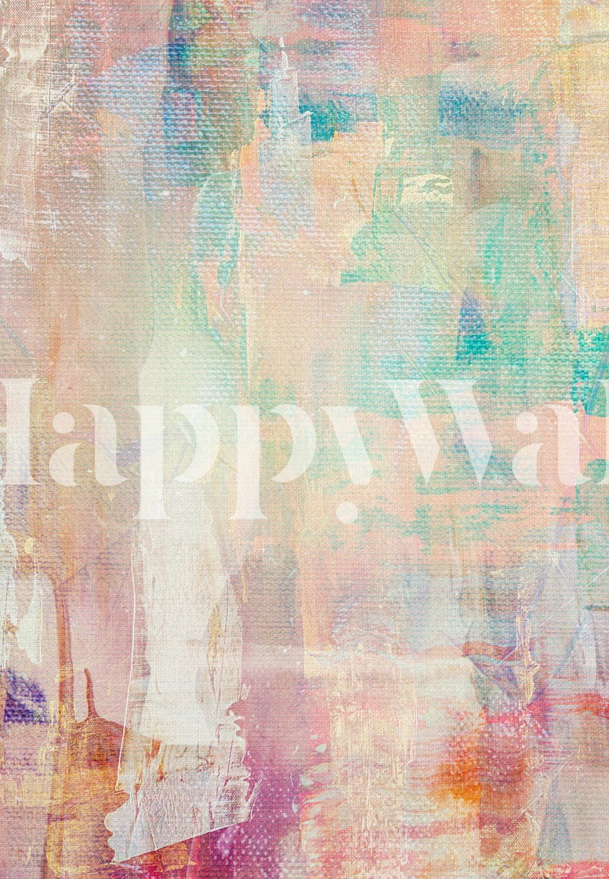 Abstract pastel brush strokes in shades of pink and teal wallpaper