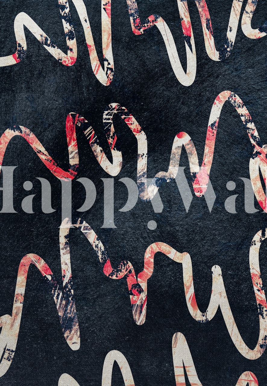 Abstract wavy pattern in black and red wallpaper