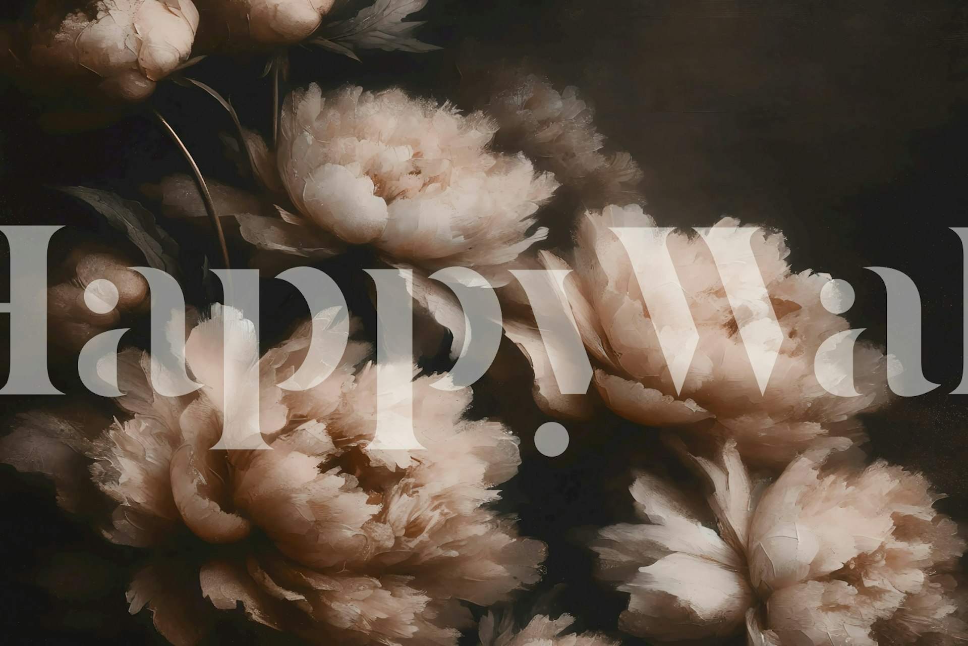 Mocha Mousse Peony Elegance tapeta v pokoji