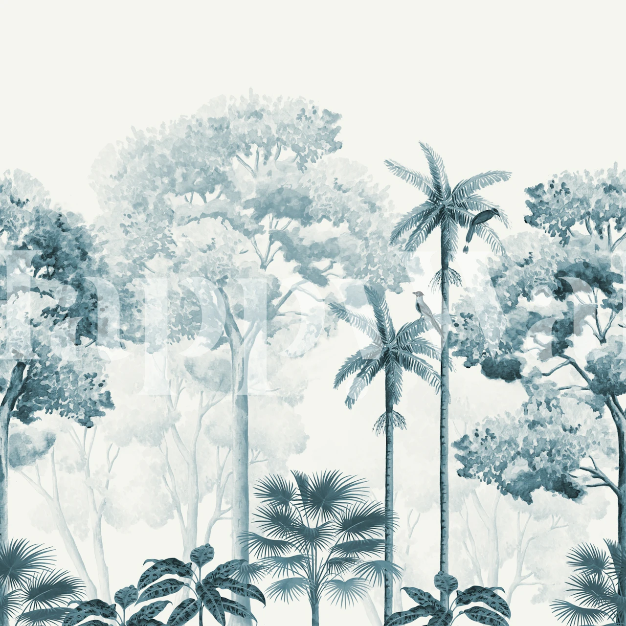 Bosque Blue wallpaper in a room setting