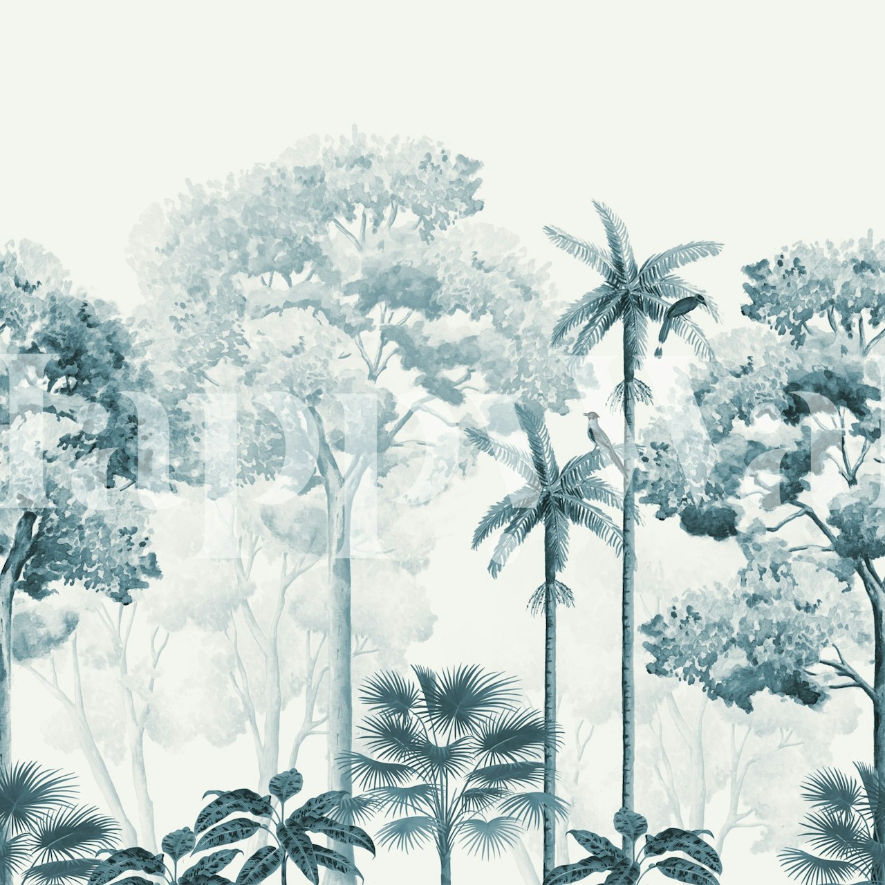 Bosque Blue wallpaper in een kameropstelling