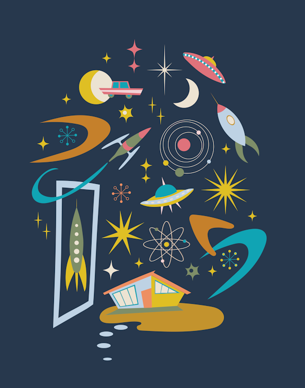 Mid Century Architecture in Space - Mural