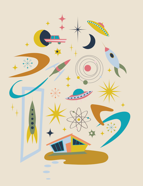 Mid Century Architecture in Space - Cream