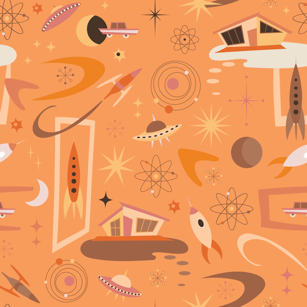 MidCentury Architecture in Space - Peach