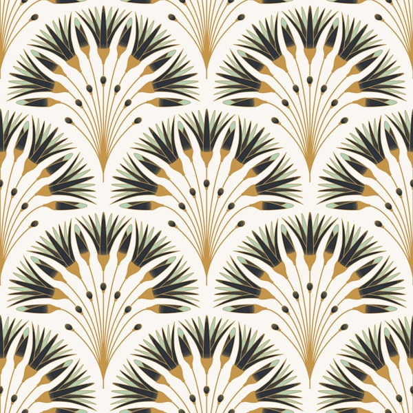 Art Deco Golden Papyrus Flowers