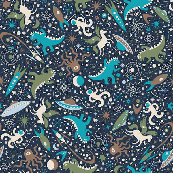 Space adventure with Monsters - Navy mocha