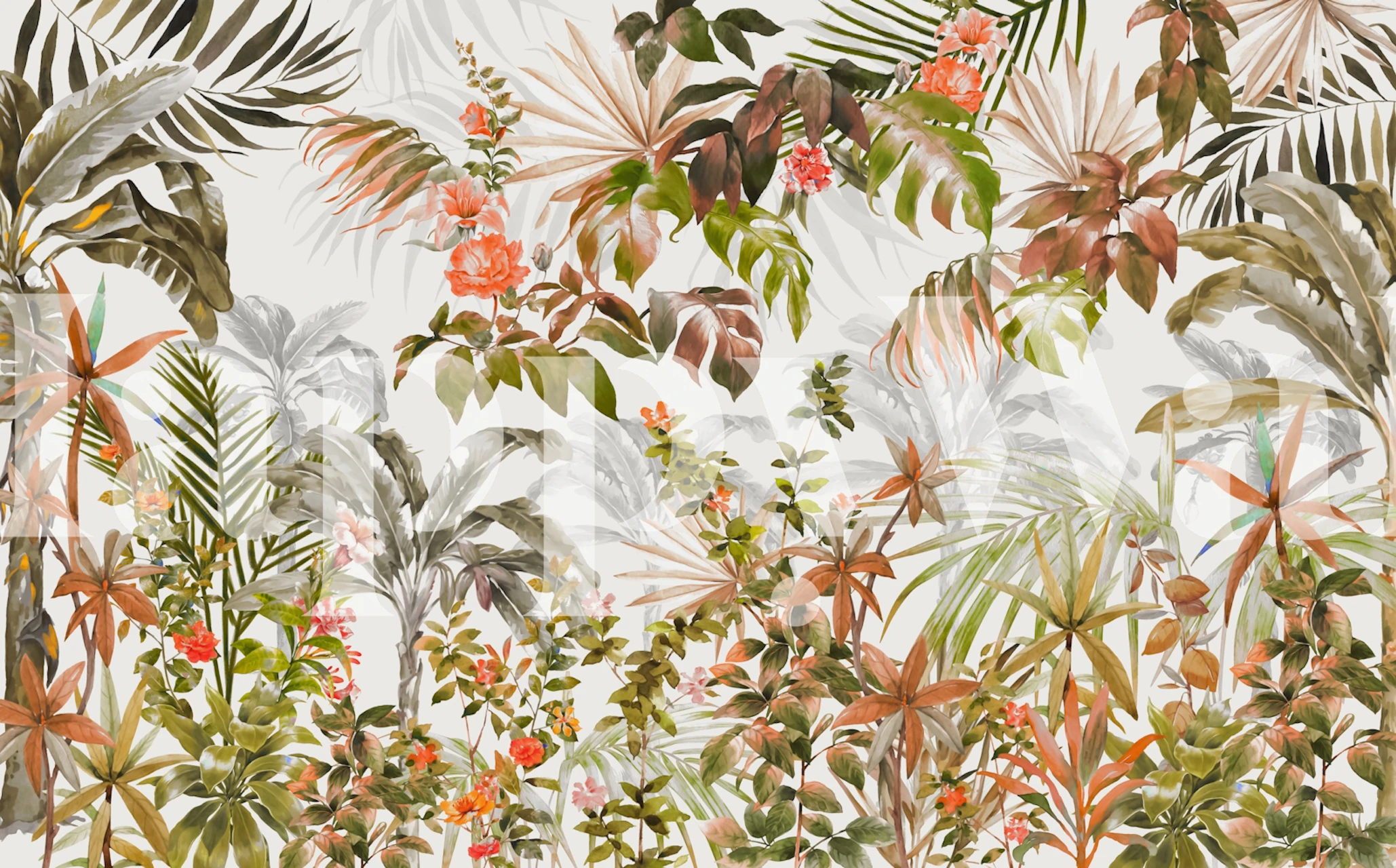 Rainforest Flora Charm wallpaper in a room