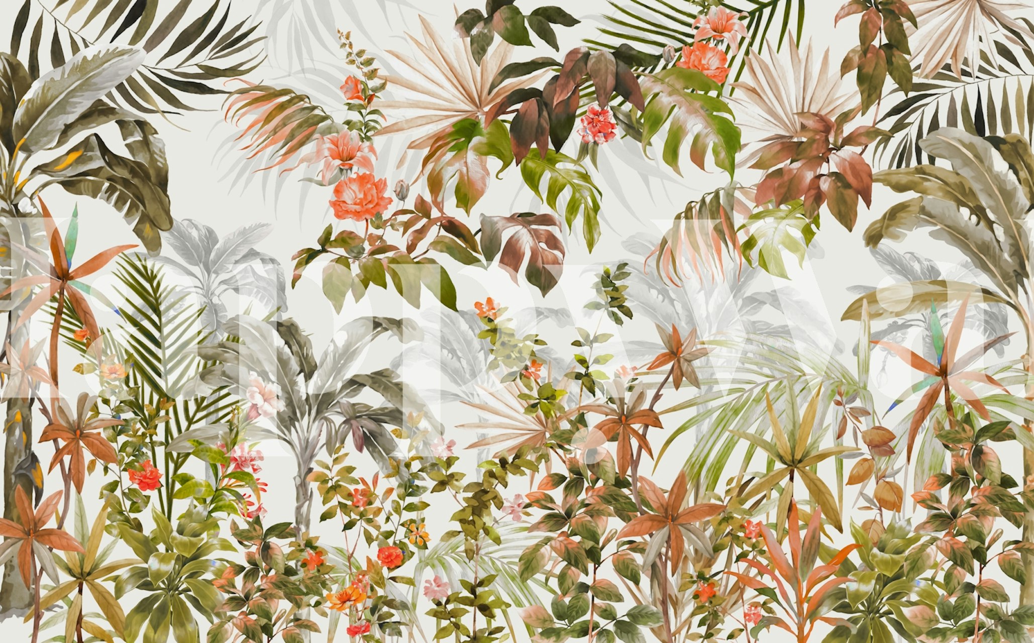 Rainforest Flora Charm wallpaper in a room