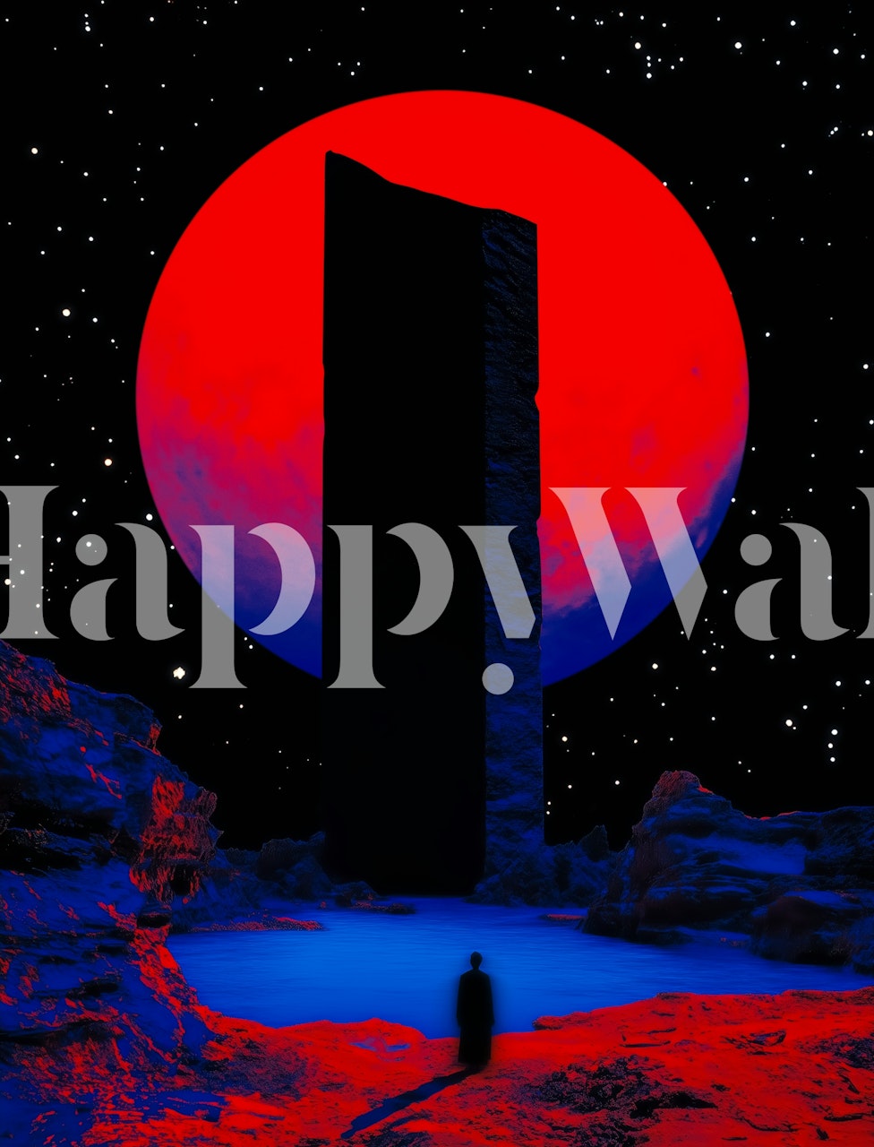 Tapeta Cosmic Red Moon Aura w pomieszczeniu